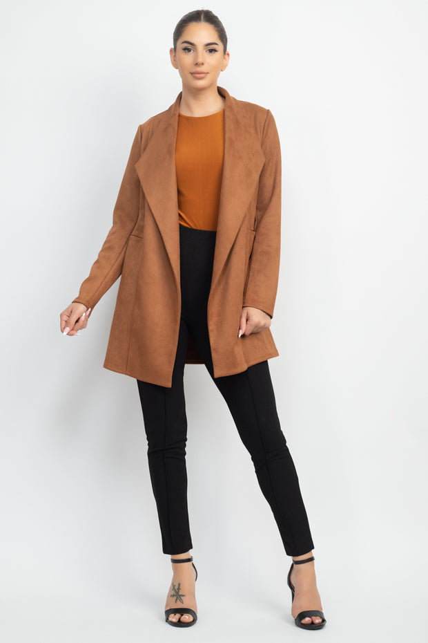 Open Front Suede Blazer - Spicy and Sexy
