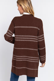 Dolman Sleeve Stripe Open Sweater Cardigan