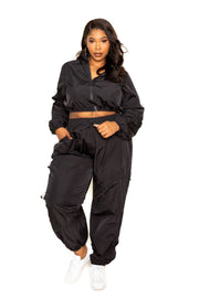 Active Zip Up Set With Cord Lock Detail (Plus Size)
