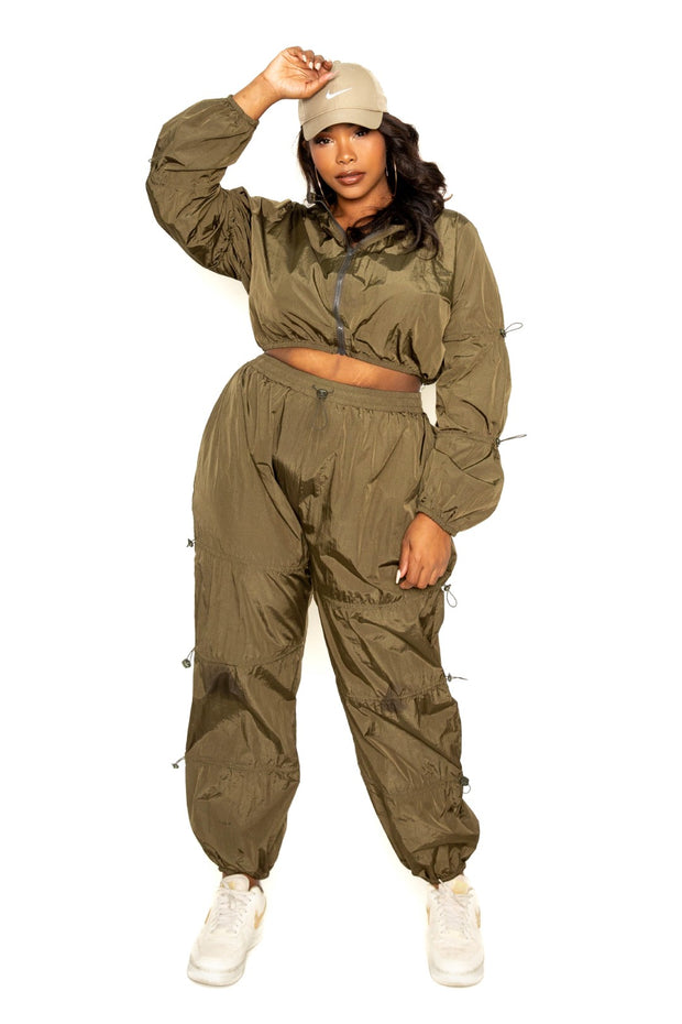 Active Zip Up Set With Cord Lock Detail (Plus Size)