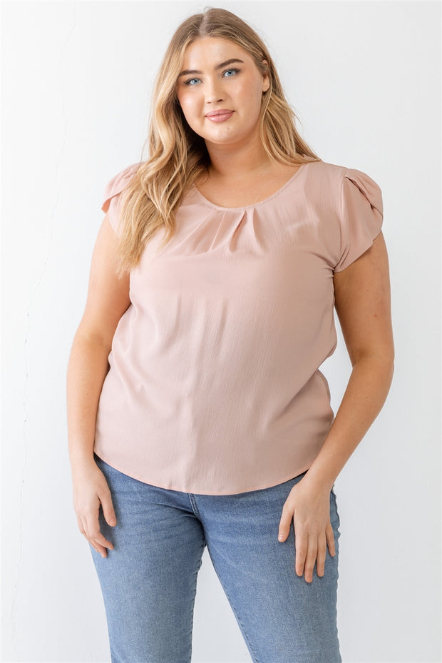 Plus Koshibo Textured Cap Sleeve Top (Plus Size)