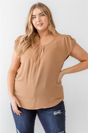 Plus Koshibo Textured Cap Sleeve Top (Plus Size)