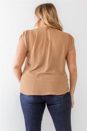 Plus Koshibo Textured Cap Sleeve Top (Plus Size)