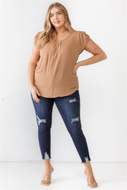 Plus Koshibo Textured Cap Sleeve Top (Plus Size)