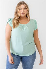 Plus Koshibo Textured Cap Sleeve Top (Plus Size)