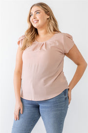 Plus Koshibo Textured Cap Sleeve Top (Plus Size)