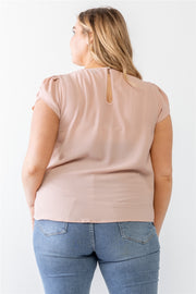 Plus Koshibo Textured Cap Sleeve Top (Plus Size)