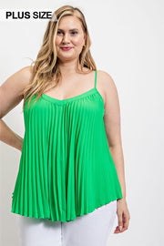 Pleated Tank Top With Adjustable Strap (Plus Size)