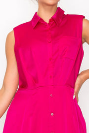 Button-down Pleated Shirt Dress