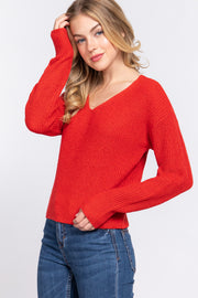 Dolman Sleeve Strappy Open Back Sweater