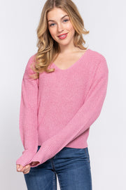 Dolman Sleeve Strappy Open Back Sweater