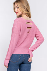 Dolman Sleeve Strappy Open Back Sweater