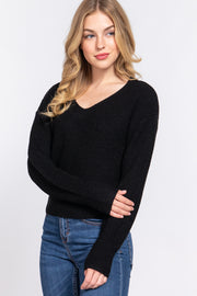 Dolman Sleeve Strappy Open Back Sweater