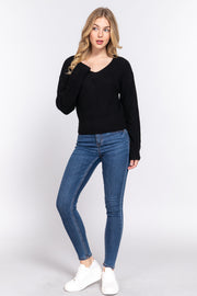 Dolman Sleeve Strappy Open Back Sweater