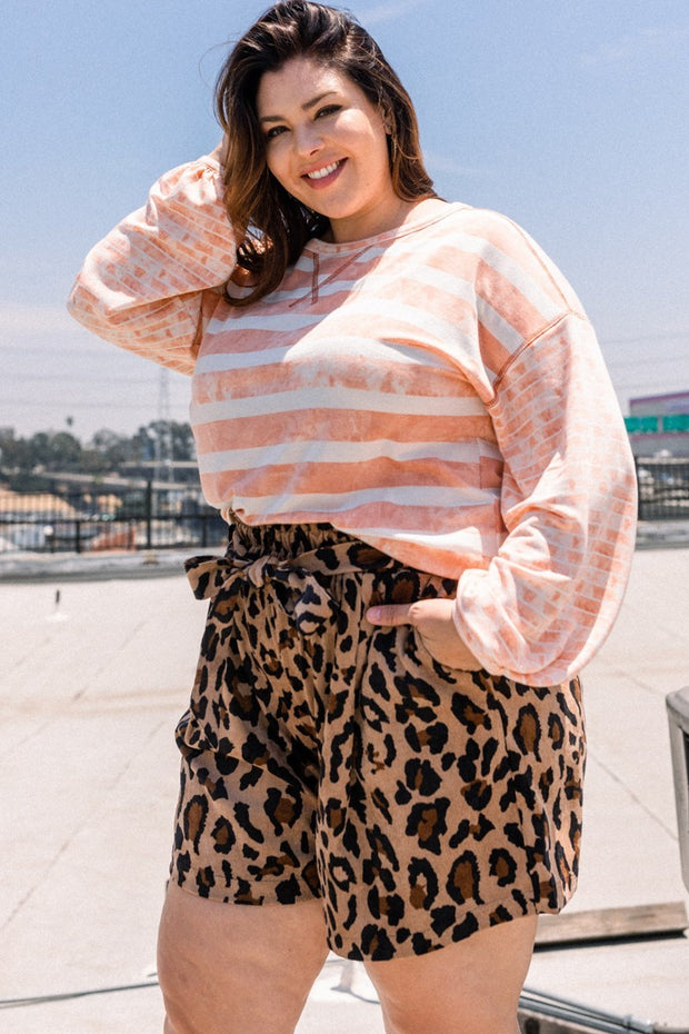 Stripe Printed French Terry Top (Plus Size)