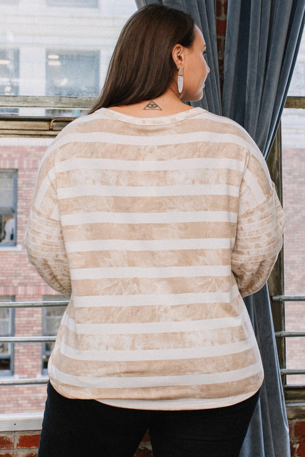 Stripe Printed French Terry Top (Plus Size)