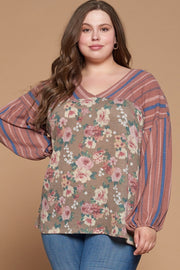 Floral Printed Knit Top (Plus Size)
