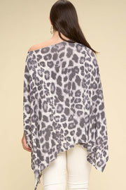 Animal Printed Rayon Span Poncho (Plus Size)