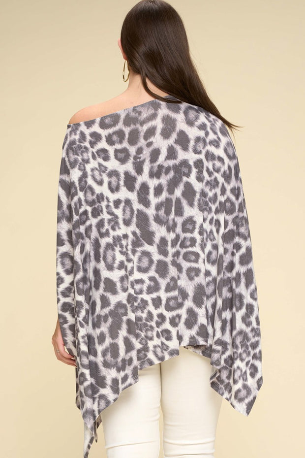 Animal Printed Rayon Span Poncho (Plus Size)