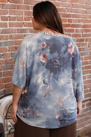 Print Block French Terry Top (Plus Size)