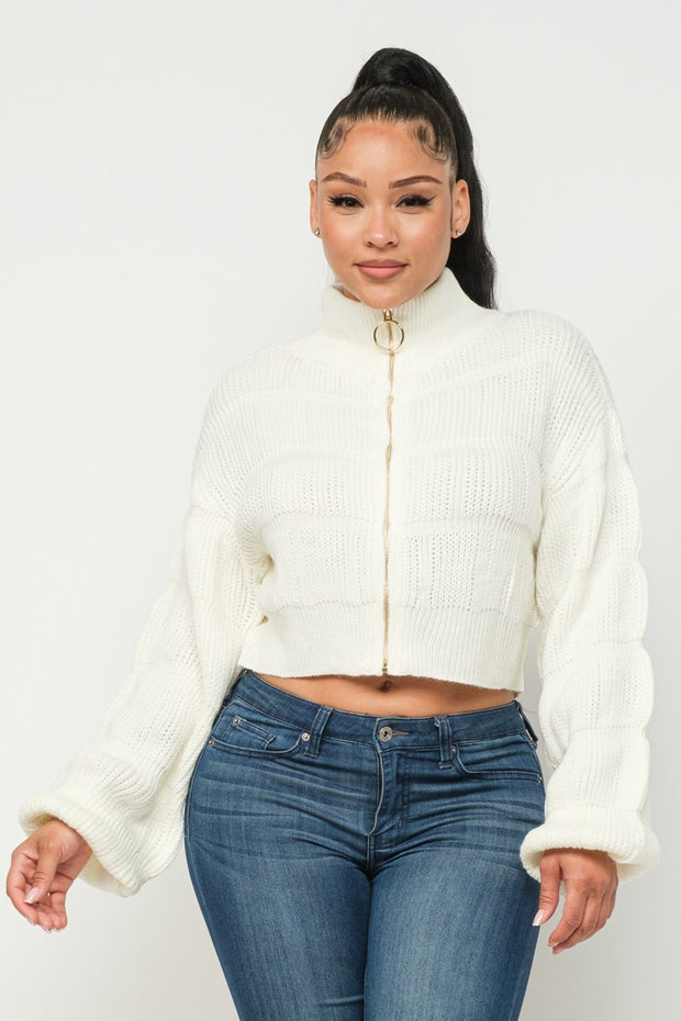 Michelin Sweater Top With Front Zipper