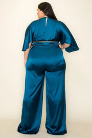 Venecia Solid/Zebra V Neck Long Sleeve Belted Maxi Dress (Plus Size)