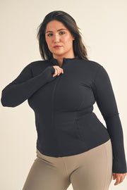 Butter Soft Fitted Jacket With Pockets (Plus Size)