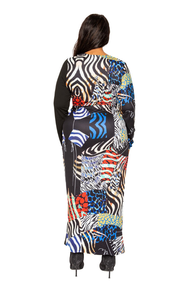 Animal Print Splice Dress With High-low Hem (Plus Size)