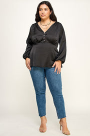 Satin Babydoll Blouse (Plus Size)