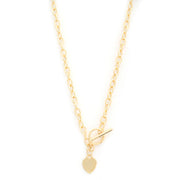 Sodajo Gold Dipped Brass Chain Heart Pendant Toggle Clasp Necklace