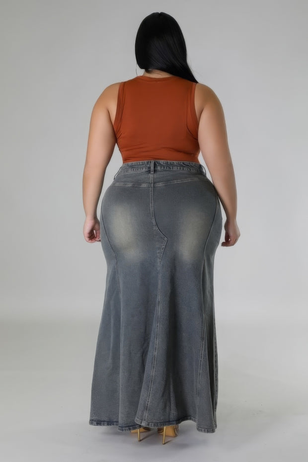 High-waisted Stretch Skirt (Plus Size)