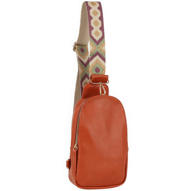 Smooth Zipper Sling Crossbody With Guitar Strap