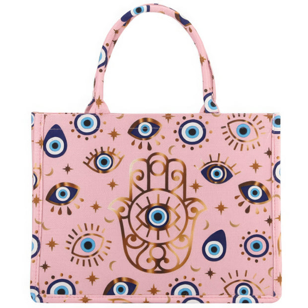 Evil Eye Hamsa Print Tote Bag