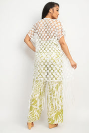 Crocheted Open-front Fringe Kimono