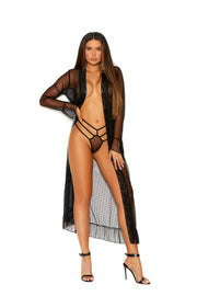 Dotted Mesh Robe & Panty (Plus Size) - Spicy and Sexy