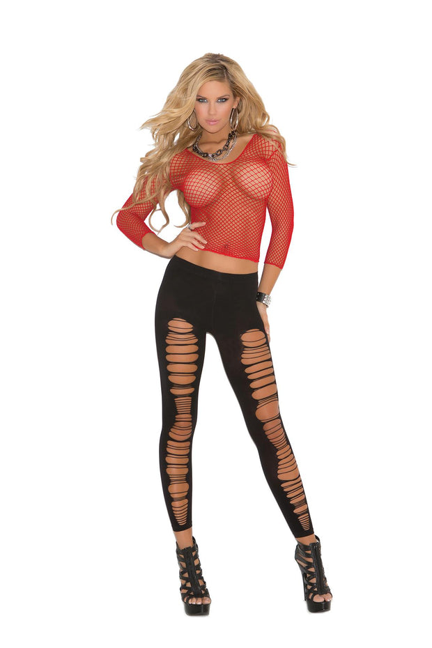 Fence Net Longsleeve Cami Top - Spicy and Sexy