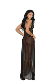 Long Mesh Gown With Lace Insert - Spicy and Sexy