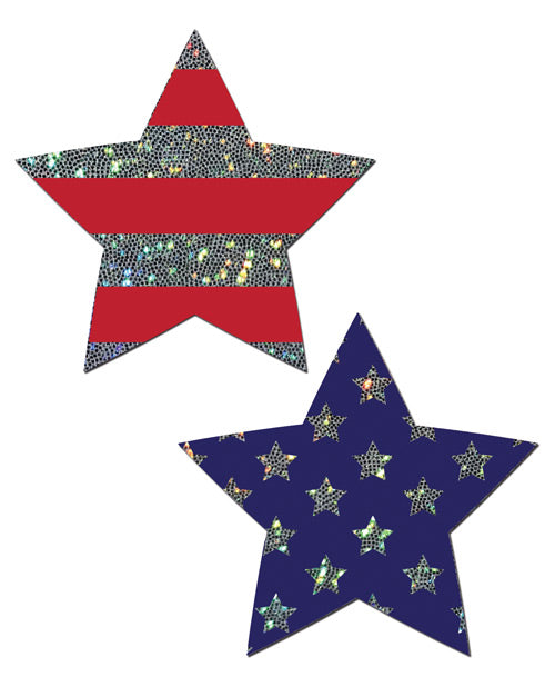 Pastease Glitter Patriotic Star - Red-blue O-s - Spicy and Sexy