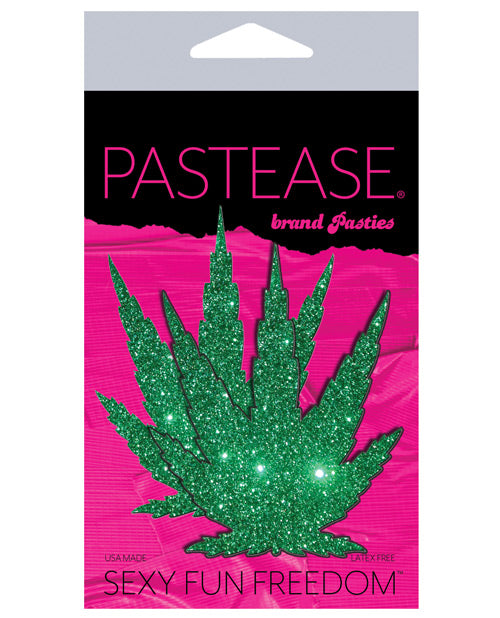 Pastease Glitter Marijuana Leaf - Green O-s - Spicy and Sexy