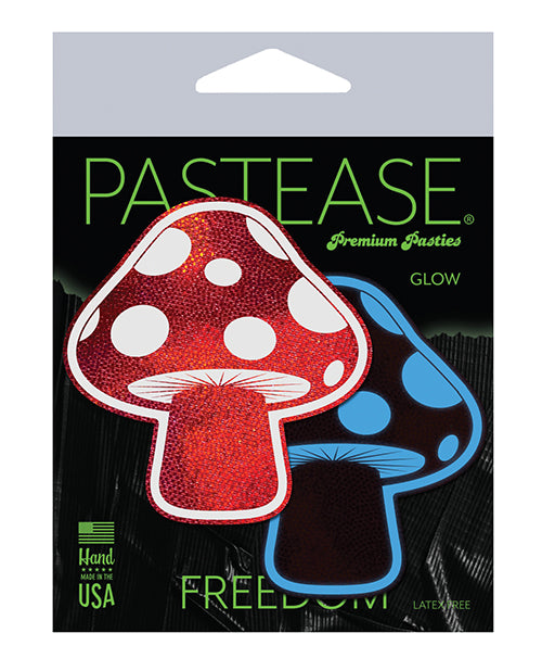 Pastease Premium Shiny Glow In The Dark Shroom - Red-white O-s - Spicy and Sexy