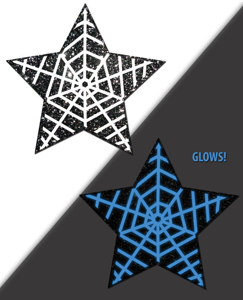 Pastease Halloween Glitter Web - Glow In The Dark Black-White - Spicy and Sexy