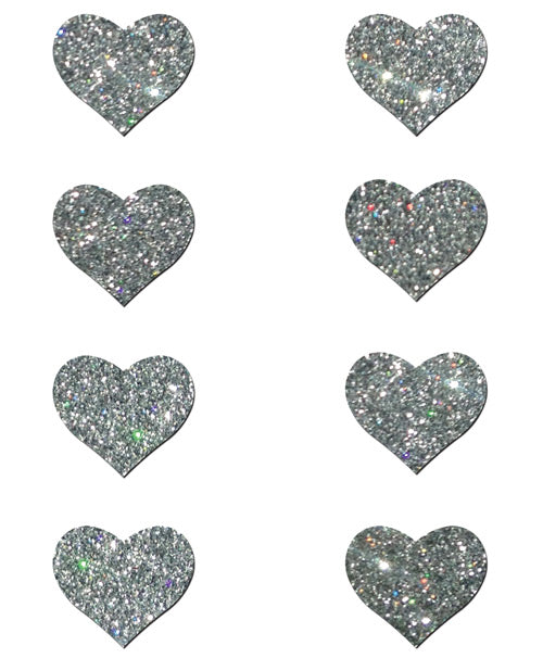 Pastease Mini Glitter Hearts - Silver Pack Of 8 - Spicy and Sexy