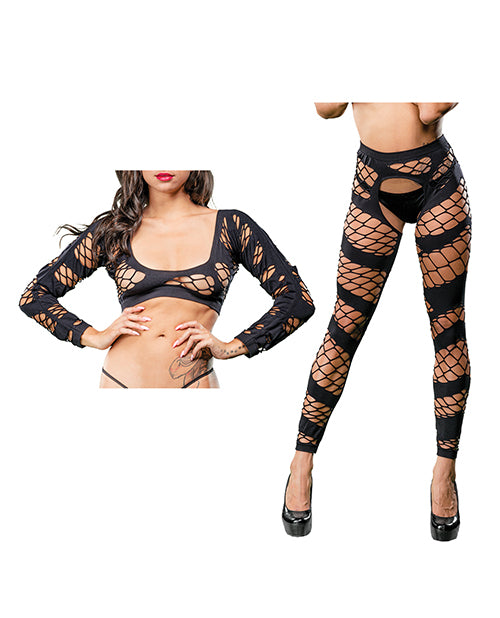 Beverly Hills Naughty Girl Crotchless Mesh & Fishnet Leggings - Spicy and Sexy