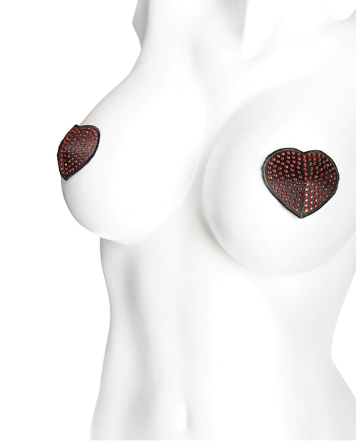 Heart Rhinestone Pasties - Red-black O-s - Spicy and Sexy