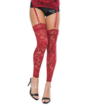 Scallop Stretch Lace Footless Stockings Ruby - Spicy and Sexy