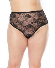Stretch Lace High Waist Thong Black OS-XL - Spicy and Sexy