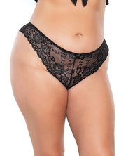 Scallop Stretch Lace High Leg Panty Black Os/xl - Spicy and Sexy