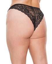 Scallop Stretch Lace High Leg Panty Black Os/xl - Spicy and Sexy