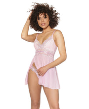 Crystal Pink Babydoll With Lightly Padded Cups & Thong - Spicy and Sexy