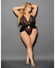 Euphoria Open Flirty Teddy Black-Red (Plus Size) - Spicy and Sexy